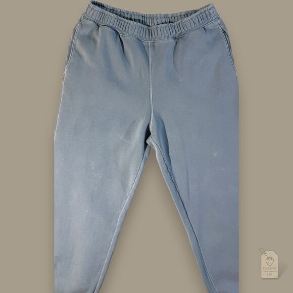 Abercrombie & Fitch Garment Dyed Blue Fleece Joggers Sweatpants Size L - Picture 2 of 8